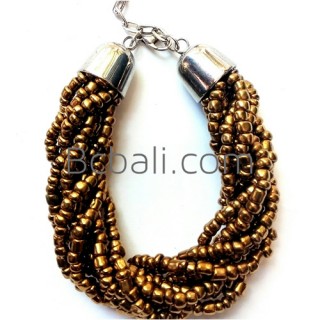 golden glass bead handmade bracelets stainless charming