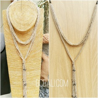 multiple strand beads beige necklaces double