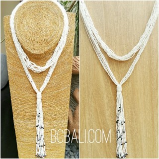 multiple strand beads white necklaces double wrist