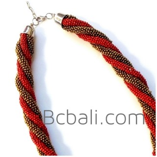 red golden beads necklaces four layer handmade