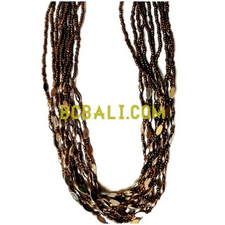 golden color glass beaded necklace charms fashion