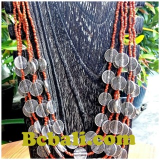 bali casandra 5strand necklaces coin beads