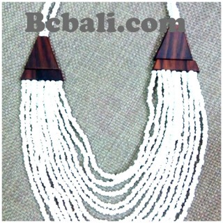 bali unique choker necklace multiple strand with wood