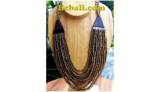 two color shown necklace chokers seed bead wood ethnic design.