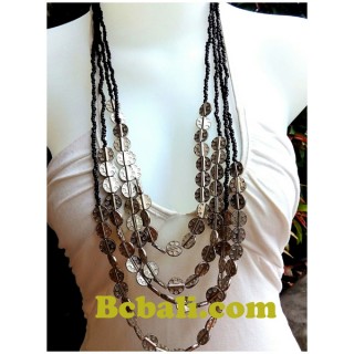 casandra black bead charm necklaces