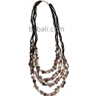 casandra black bead charm necklaces