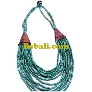 two color shown necklace chokers seed bead wood ethnic design.