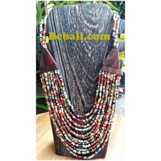 mixed color glass bead choker ethnic design necklaces bali