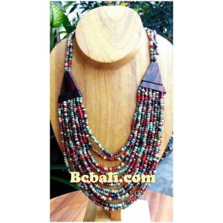 mixed color glass bead choker ethnic design necklaces bali