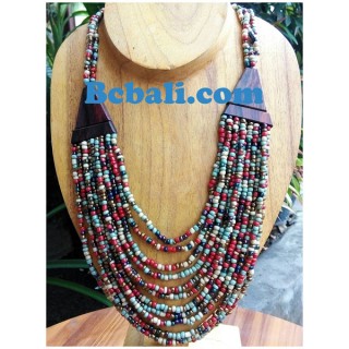 mixed color glass bead choker ethnic design necklaces bali