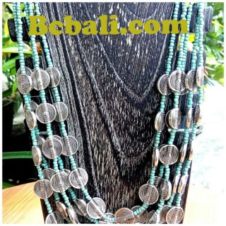 turquoise beading jewelry choker necklace 5strand fashion 