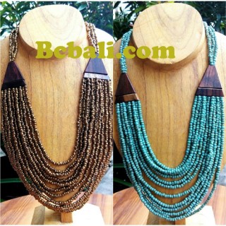 two color shown necklace chokers seed bead wood ethnic design.