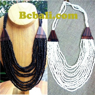 two color shown necklaces choker strand beading wooden ethnic design