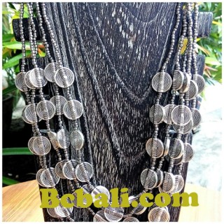 women fashion necklace charm choker 5strand glass beads