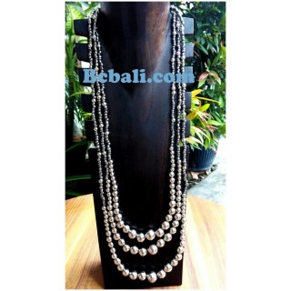 bali triangle silver boll beaded necklace handmade