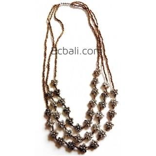 golden glass beads flowers necklaces triangle strand