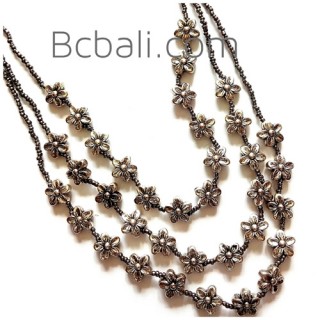 silver bead triangle strand flowers necklace fashion