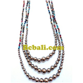 mix glass beads three strand fashion necklaces multi color