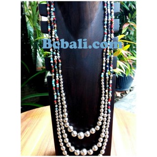 mix glass beads three strand fashion necklaces multi color