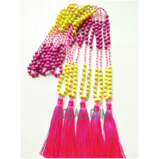 colorfull beaded stone necklace tassels fashion crystal