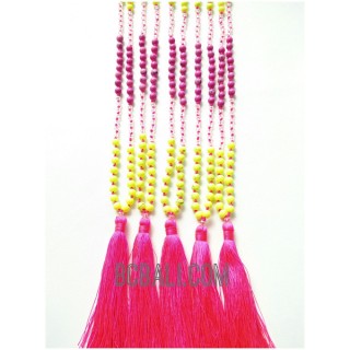 colorfull beaded stone necklace tassels fashion crystal