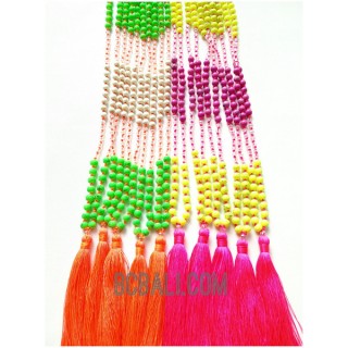 colorfull beaded stone necklaces tassels fashion crystal