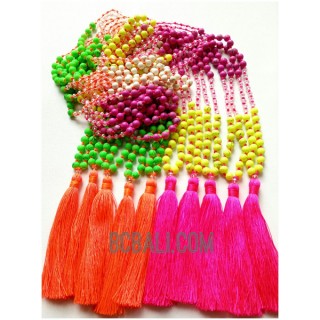 colorfull beaded stone necklaces tassels fashion crystal