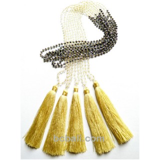 natural beige color crystal necklaces pendant tassels