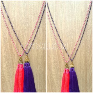 3color triangle chrome tassels necklaces bead crystal