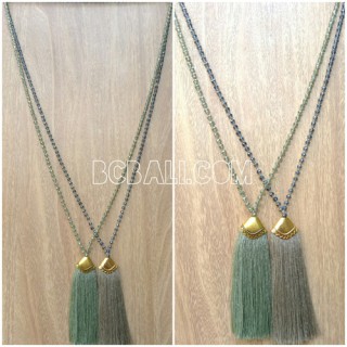 bali crystal bead pendant necklaces tassels 3colors