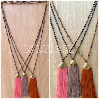 chrome crystal beads tassels necklaces pendant 3color