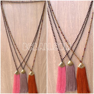 chrome crystal beads tassels necklaces pendant 3color