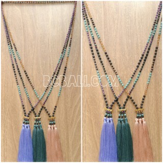 crystal bead stone tassel triangle necklaces designs