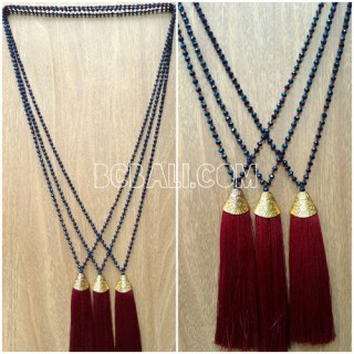 golden chrome tassel necklaces bead crystal