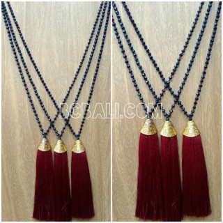 golden chrome tassel necklaces bead crystal