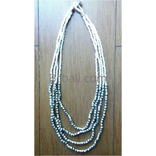 bead necklace four strand charm steel made in indonesia