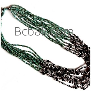 crystal bead multiple strand necklaces handmade turquoise