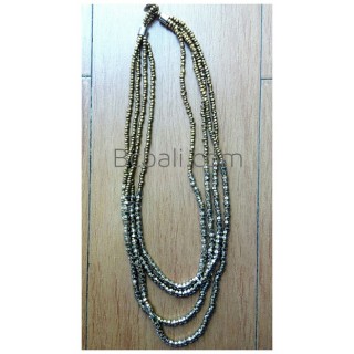 golden glass bead necklaces four strand fashion accessories bali