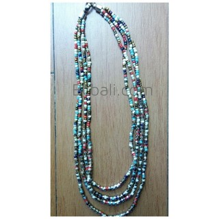 mix color glass bead necklaces four strand made in bali