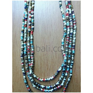 mix color glass bead necklaces four strand made in bali