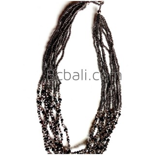 multiple strand crystal beads necklace charm metal