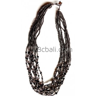 multiple strand crystal beads necklace charm metal