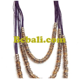 strings leather triple layer steels necklaces