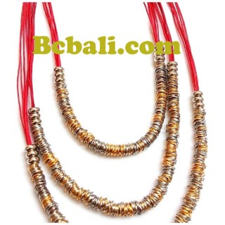 strings leather layer steels charms necklaces