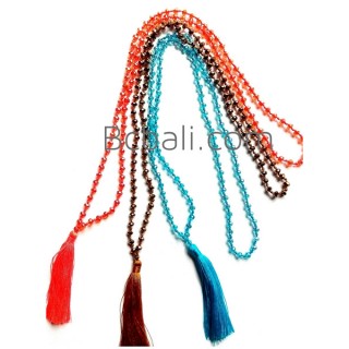 necklaces tassels glass beads crystal long seeds 