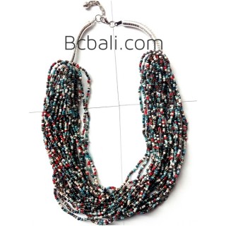 mixed glass beads multiple strand necklaces 