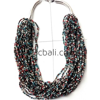 mixed glass beads multiple strand necklaces 