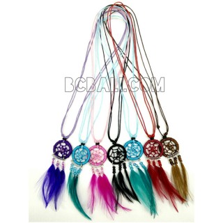 necklaces dream catcher pendant feather strings