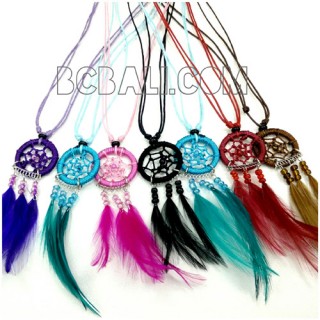 necklaces dream catcher pendant feather strings