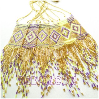 golden crystal beads miyuki necklace sequare